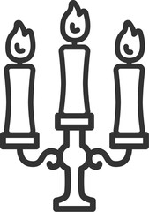 ハロウィンキャンドルのアイコン（線画）のイラスト