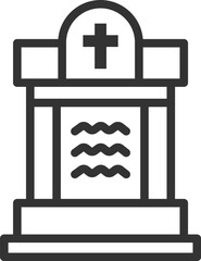 洋型のお墓のアイコン（線画）のイラスト