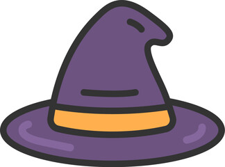 魔女の帽子のアイコン（線画カラー）のイラスト