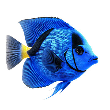 recommend clip art: Bright blue tang fish with striking black markings isolated on transparent background clipart