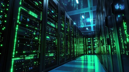 Engineering Team Evaluating Server Performance in Modern Data Center