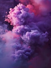 Obraz premium Purple clouds against gray sky. Artistic smoke or fluffy cloud vapor
