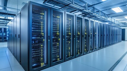 Modern Data Center with High-Density Server Racks for Optimal Performance