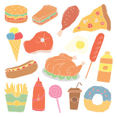 fast food icons. fast food background