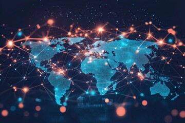 Global Digital Business Network Connection Illustration created with Generative AI