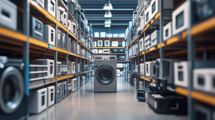 Obraz premium Automated storage and retrieval system for home appliance inventory management