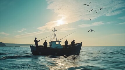 boat on the sea fishing 