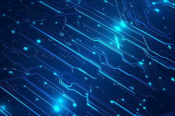 Futuristic vector illustration of a blue circuit board with intricate digital tech elements, perfect for advanced technology backgrounds.