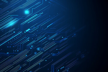 Futuristic vector illustration of a blue circuit board with intricate digital tech elements, perfect for advanced technology backgrounds.