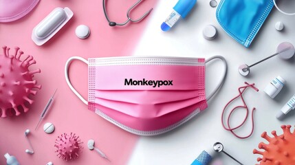 Obraz premium Surgical mask with big word 