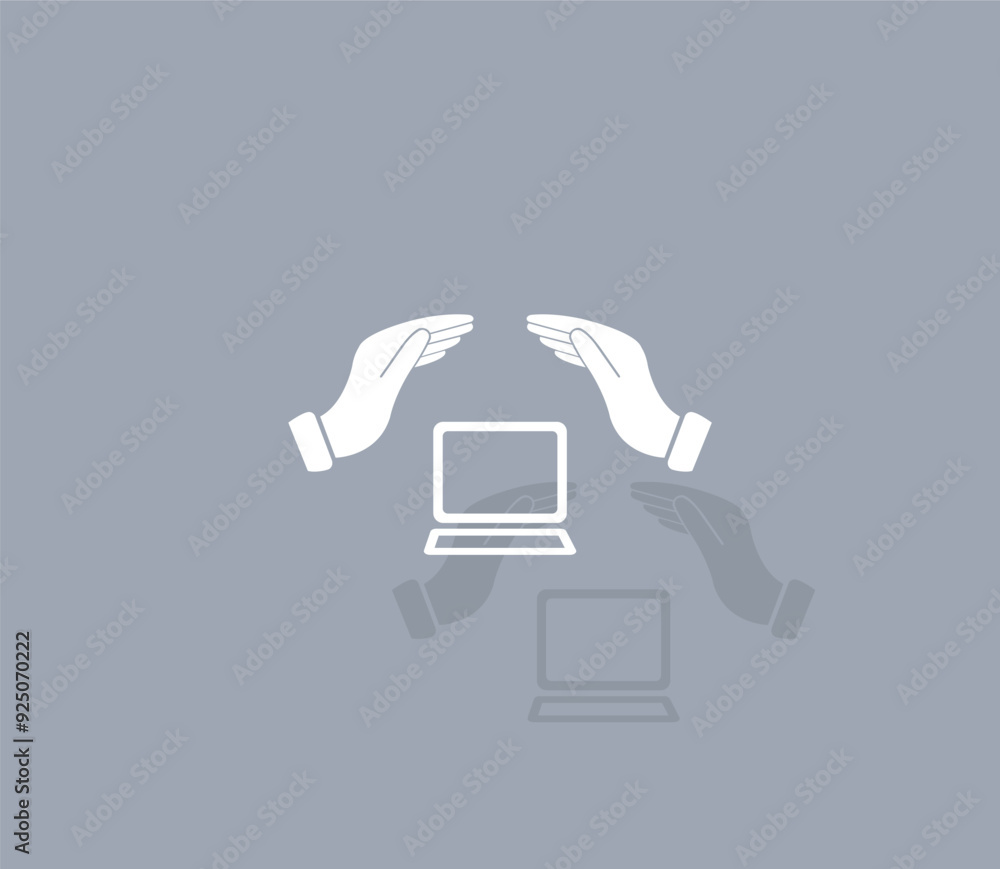 Poster vector icon of white color with shadow on gray background