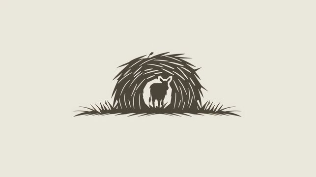 brown calf in hay shelter clip art preview