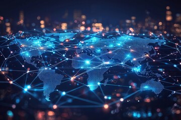 Fototapeta premium Global Digital Business Network Connection Illustration created with Generative AI