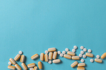Tablets on monochrome background