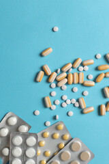 Tablets on monochrome background