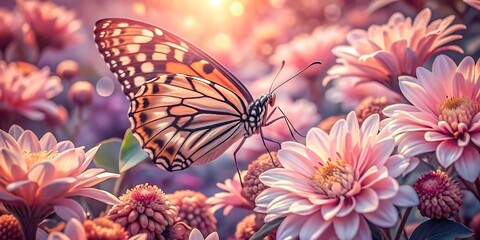 Butterfly and flowers