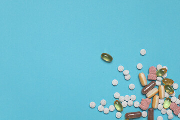 Tablets on monochrome background