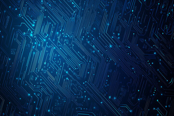 Futuristic vector illustration of a blue circuit board with intricate digital tech elements, perfect for advanced technology backgrounds.