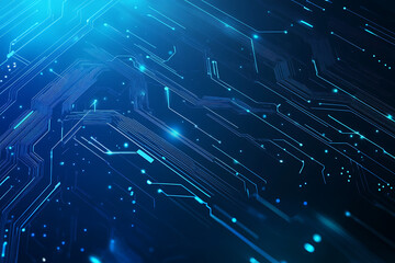 Futuristic vector illustration of a blue circuit board with intricate digital tech elements, perfect for advanced technology backgrounds.