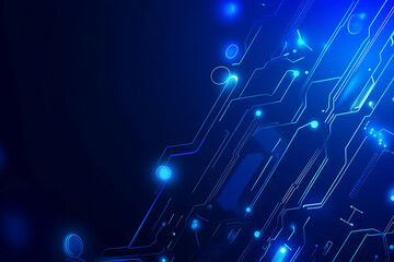 Futuristic vector illustration of a blue circuit board with intricate digital tech elements, perfect for advanced technology backgrounds.
