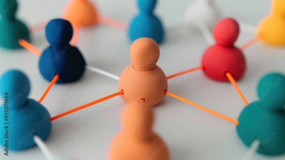 Canvas Prints clay-style three-dimensional networking icon, vibrant colors, isolated on a clean white background, 