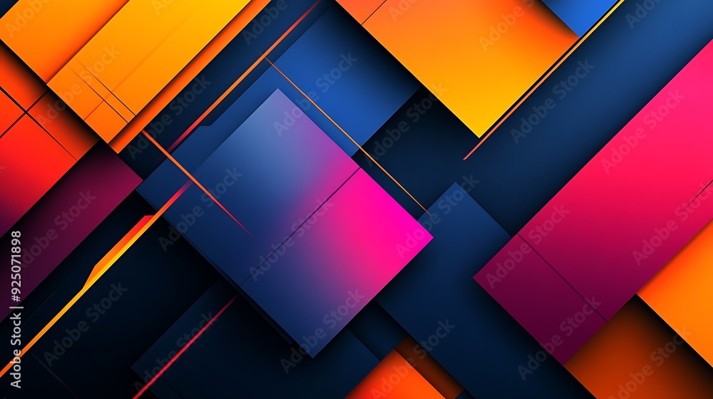 Poster Modern Abstract Background with Intersecting Geometric Shapes in Bold Primary Colors