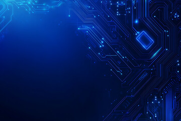 Futuristic vector illustration of a blue circuit board with intricate digital tech elements, perfect for advanced technology backgrounds.