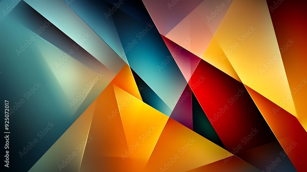 Fototapete Modern Abstract Background with Intersecting Geometric Shapes in Bold Primary Colors