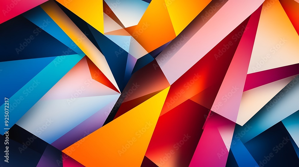 Poster Modern Abstract Background with Intersecting Geometric Shapes in Bold Primary Colors