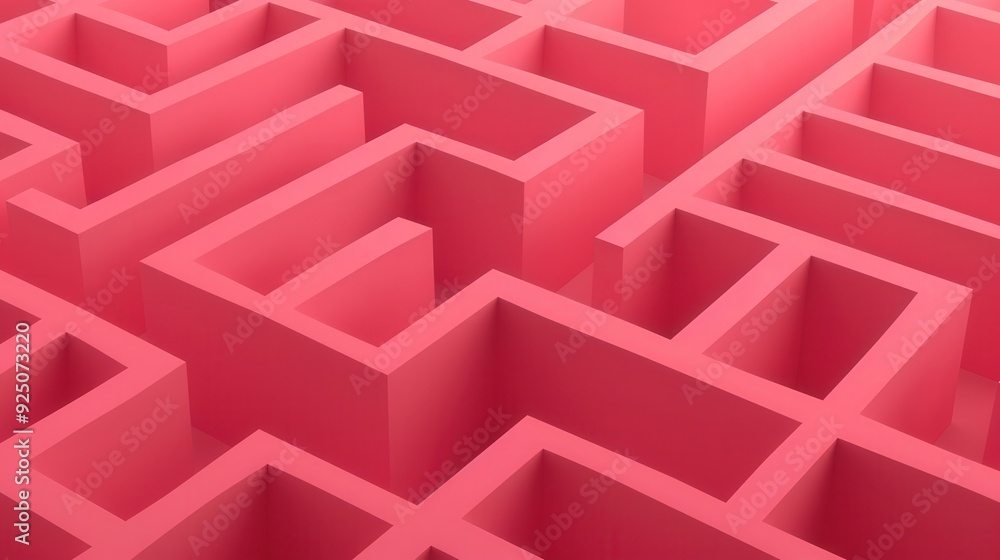 Canvas Prints intricate 3d maze design, exploring abstract pathways with a flat design aesthetic, vibrant colors i