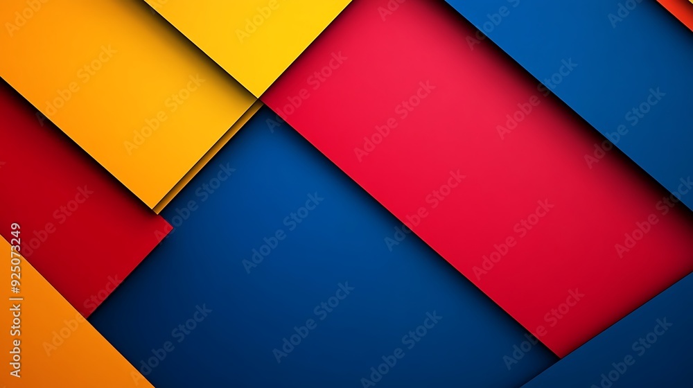 Poster modern abstract background with intersecting geometric shapes in bold primary colors