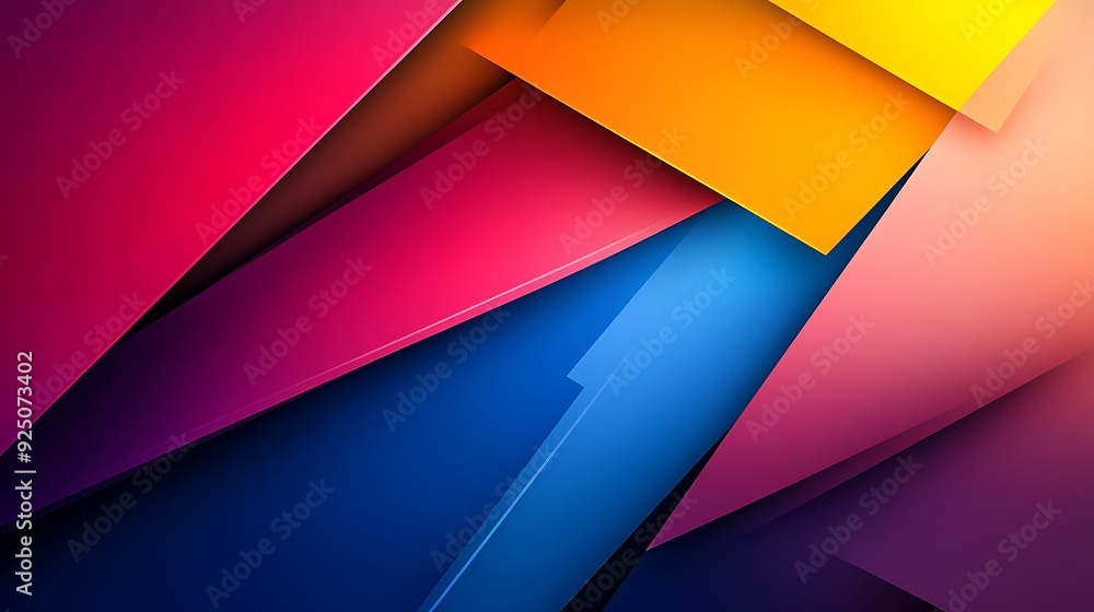 Poster Modern Abstract Background with Intersecting Geometric Shapes in Bold Primary Colors