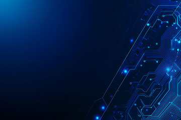 Futuristic vector illustration of a blue circuit board with intricate digital tech elements, perfect for advanced technology backgrounds.