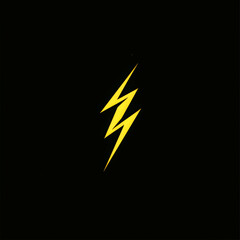 Logo style illustration of a lightning bolt on black background.