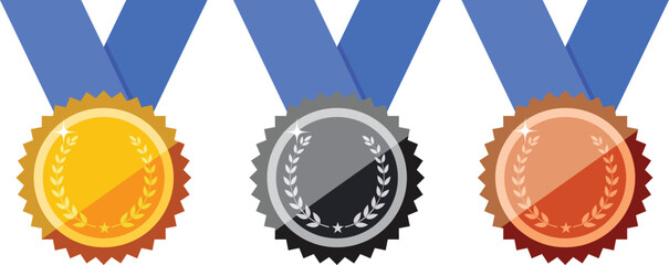 Three medal with gold medal and silver, bronze medal. vector eps10