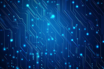 Obraz premium Futuristic vector illustration of a blue circuit board with intricate digital tech elements, perfect for advanced technology backgrounds.