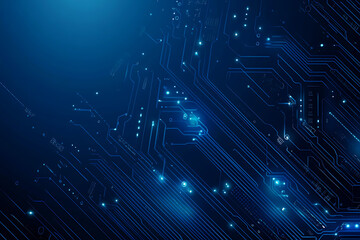 Futuristic vector illustration of a blue circuit board with intricate digital tech elements, perfect for advanced technology backgrounds.