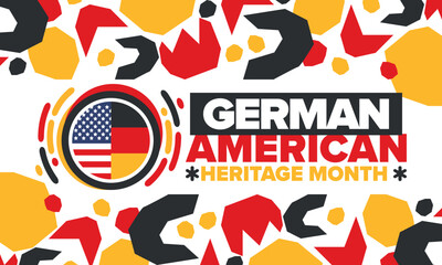 German-American Heritage Month. Happy holiday celebrate annual in October. Germany and United States flag. Culture month. Patriotic design. Poster, card, banner, template. Vector illustration