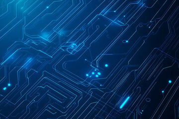 Futuristic vector illustration of a blue circuit board with intricate digital tech elements, perfect for advanced technology backgrounds.