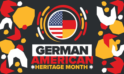 German-American Heritage Month. Happy holiday celebrate annual in October. Germany and United States flag. Culture month. Patriotic design. Poster, card, banner, template. Vector illustration