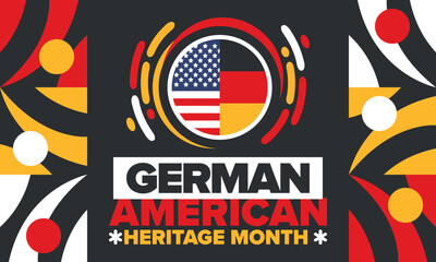 German-American Heritage Month. Happy holiday celebrate annual in October. Germany and United States flag. Culture month. Patriotic design. Poster, card, banner, template. Vector illustration