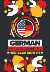 German-American Heritage Month. Happy holiday celebrate annual in October. Germany and United States flag. Culture month. Patriotic design. Poster, card, banner, template. Vector illustration