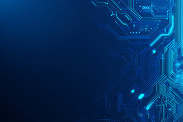Futuristic vector illustration of a blue circuit board with intricate digital tech elements, perfect for advanced technology backgrounds.