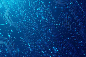 Futuristic vector illustration of a blue circuit board with intricate digital tech elements, perfect for advanced technology backgrounds.