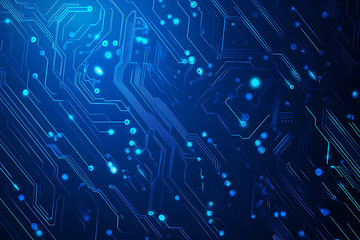 Futuristic vector illustration of a blue circuit board with intricate digital tech elements, perfect for advanced technology backgrounds.