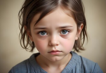 portrait of child with a sad face
