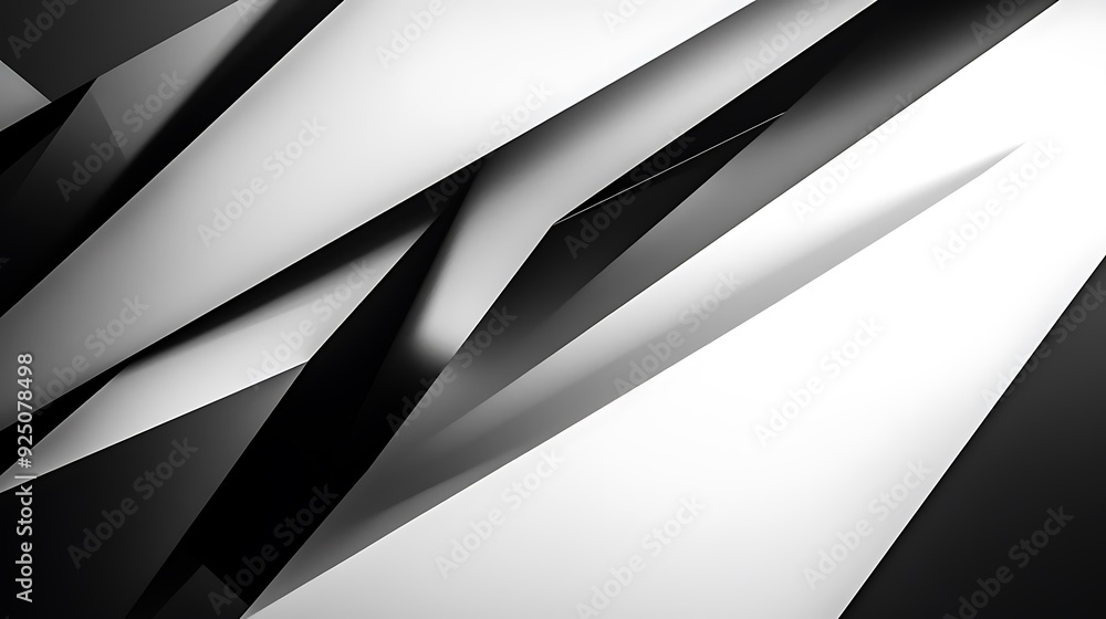Fototapete sharp modern abstract background with angular shapes in monochromatic black, white, and grey palette