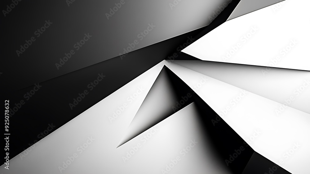 Fototapete sharp modern abstract background with angular shapes in monochromatic black, white, and grey palette
