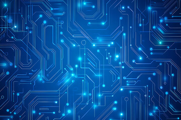 Futuristic vector illustration of a blue circuit board with intricate digital tech elements, perfect for advanced technology backgrounds.