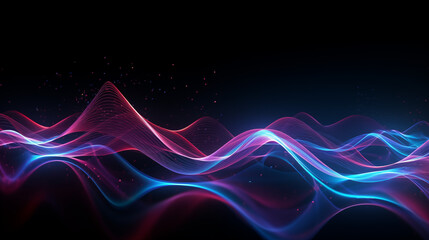 Floating 3d analog digital geometrical waves in blue and purple color